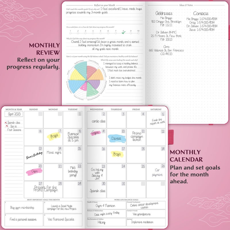 Legend Planner Hourly Schedule Edition â€“ Deluxe Weekly & Daily Organizer with Time Slots. Time Management Appointment Book Journal for Work & Personal Life, Undated, A5 Hardcover â€“ Hot Pink, Gold Foil - Image 4